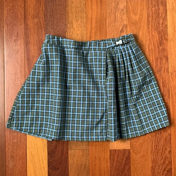 Wild Fable Blue, Green, Black plaid mini skater skirt - Picture 1 of 3